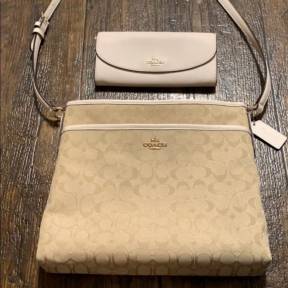 Cream and White Coach crossbody